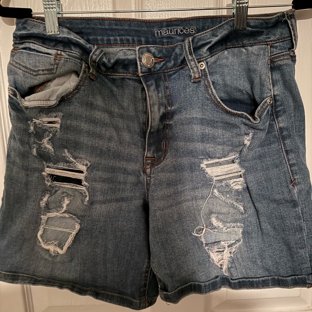 Maurices Distressed Size 8 Blue Denim Jean Shorts
